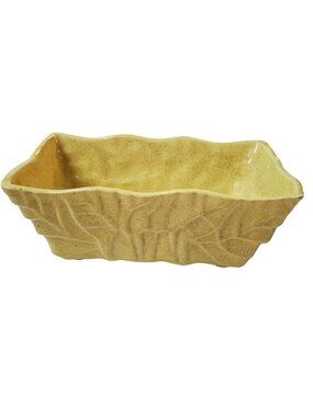 Vintage Yellow Ceramic Planter With Leaf Texture - UPCO USA Marked - Model 483 -